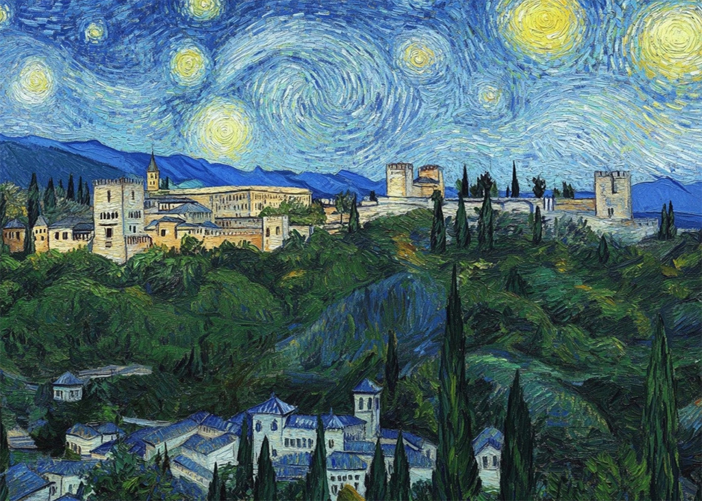 Cuadro La Alhambra de Granada - Van Gogh
