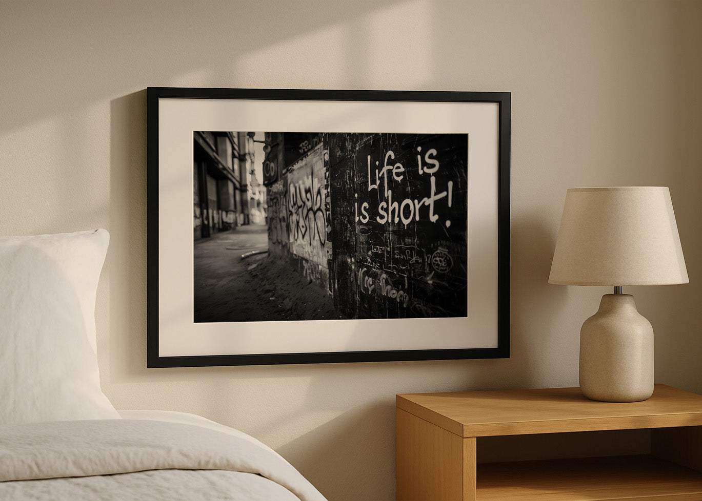 Cuadro Barrio en blanco y negro con graffitis