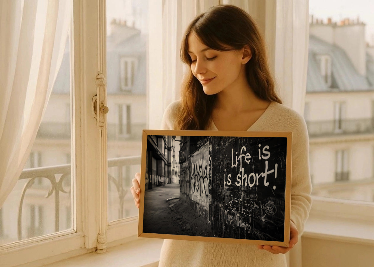 Cuadro Barrio en blanco y negro con graffitis