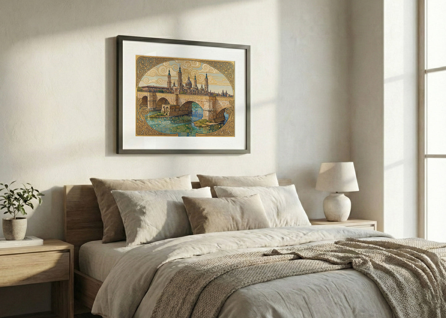 Cuadro Basílica del Pilar tras el puente de piedra - Klimt