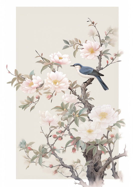 Cuadro Bird in a flowy tree