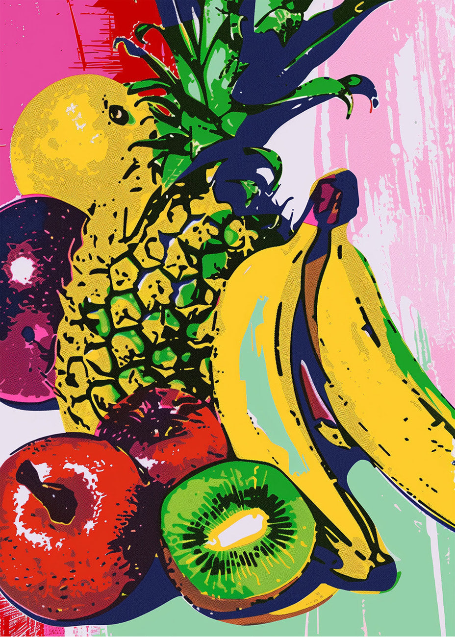 Cuadro Bodegón de frutas color pastel