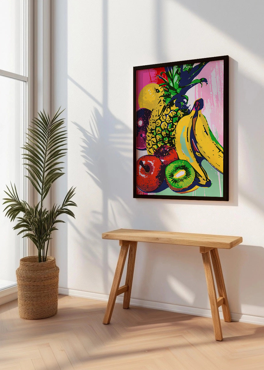 Cuadro Bodegón de frutas color pastel