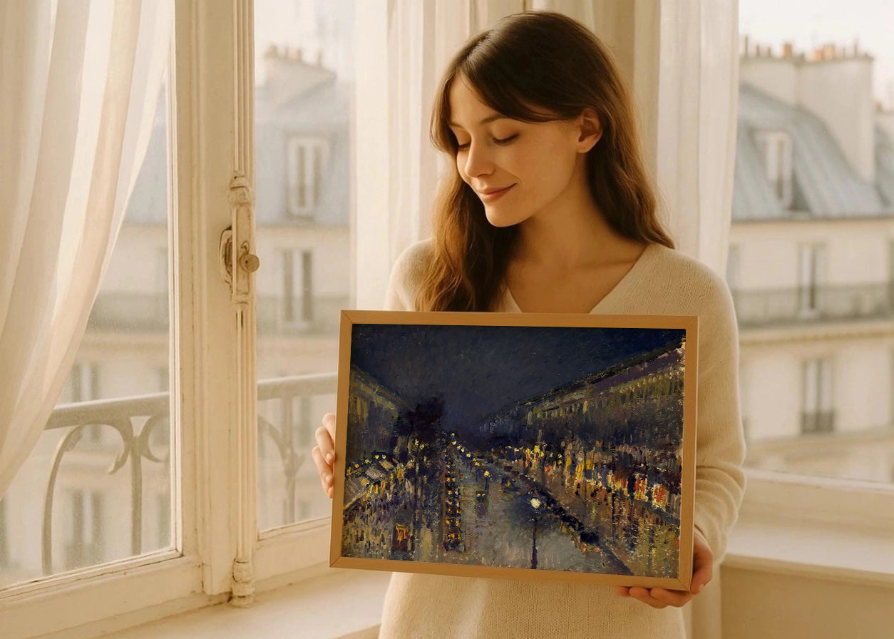 Cuadro Bulevar Montmartre, Efecto nocturno (Pissarro)