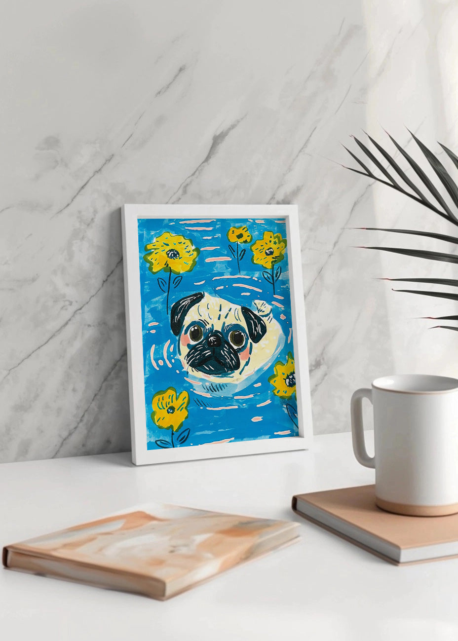 Cuadro Bulldog francés nadando