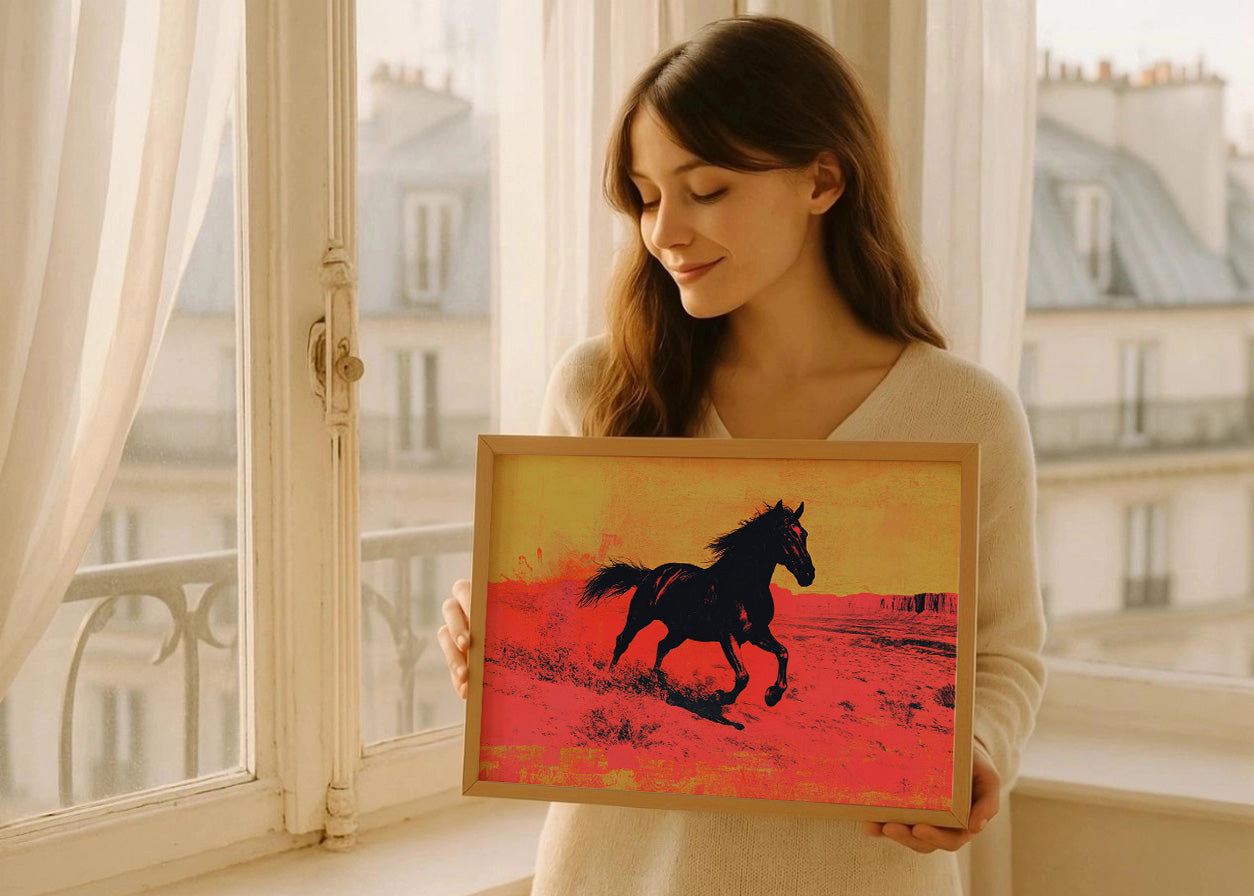 Cuadro Caballo corriendo en colores cálidos
