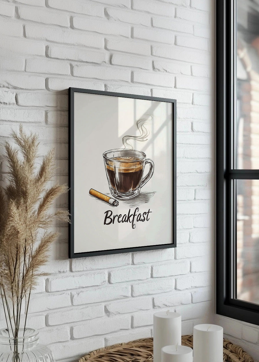 Cuadro Café y cigarro desayuno perfecto