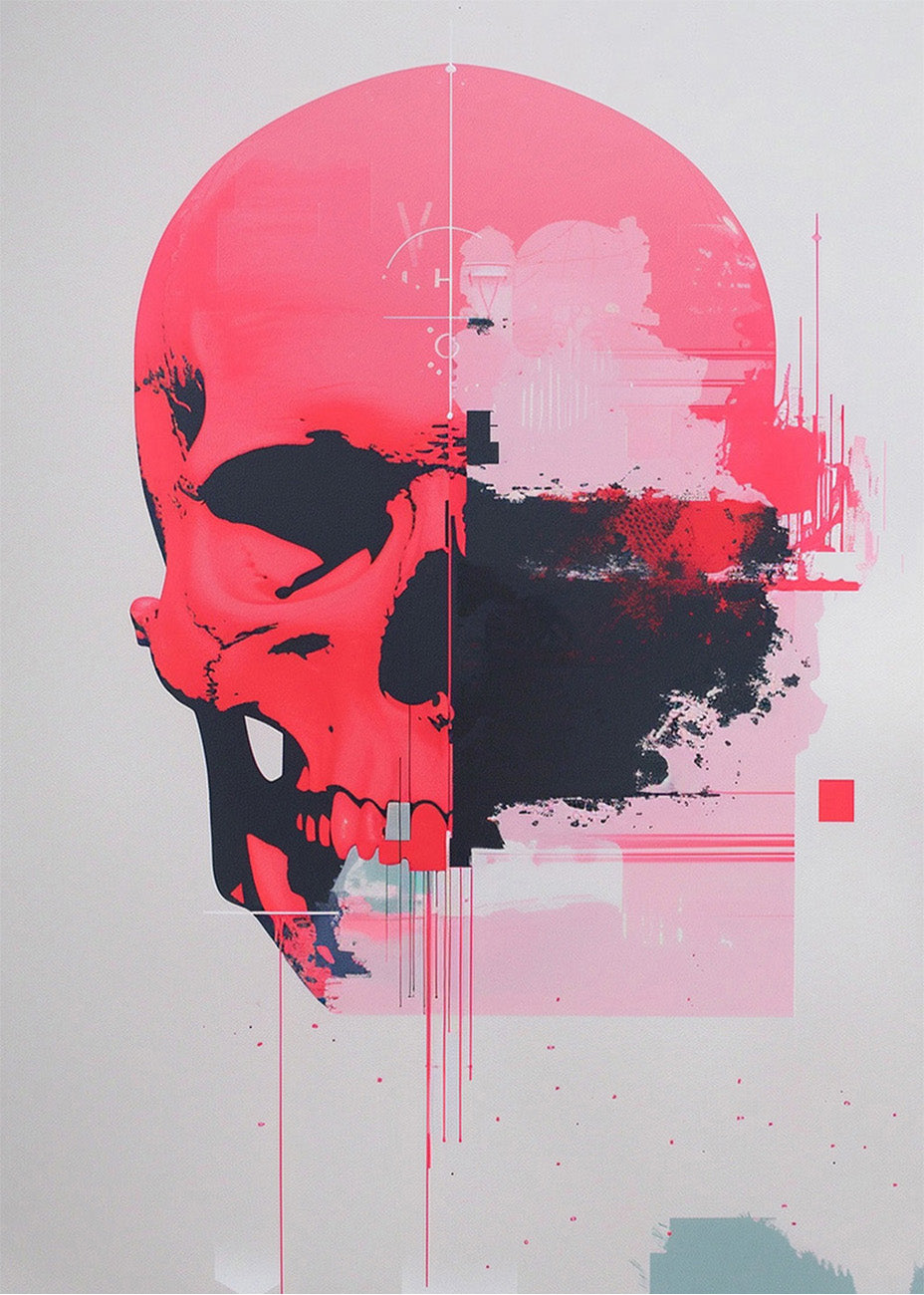 Cuadro Calavera rosa