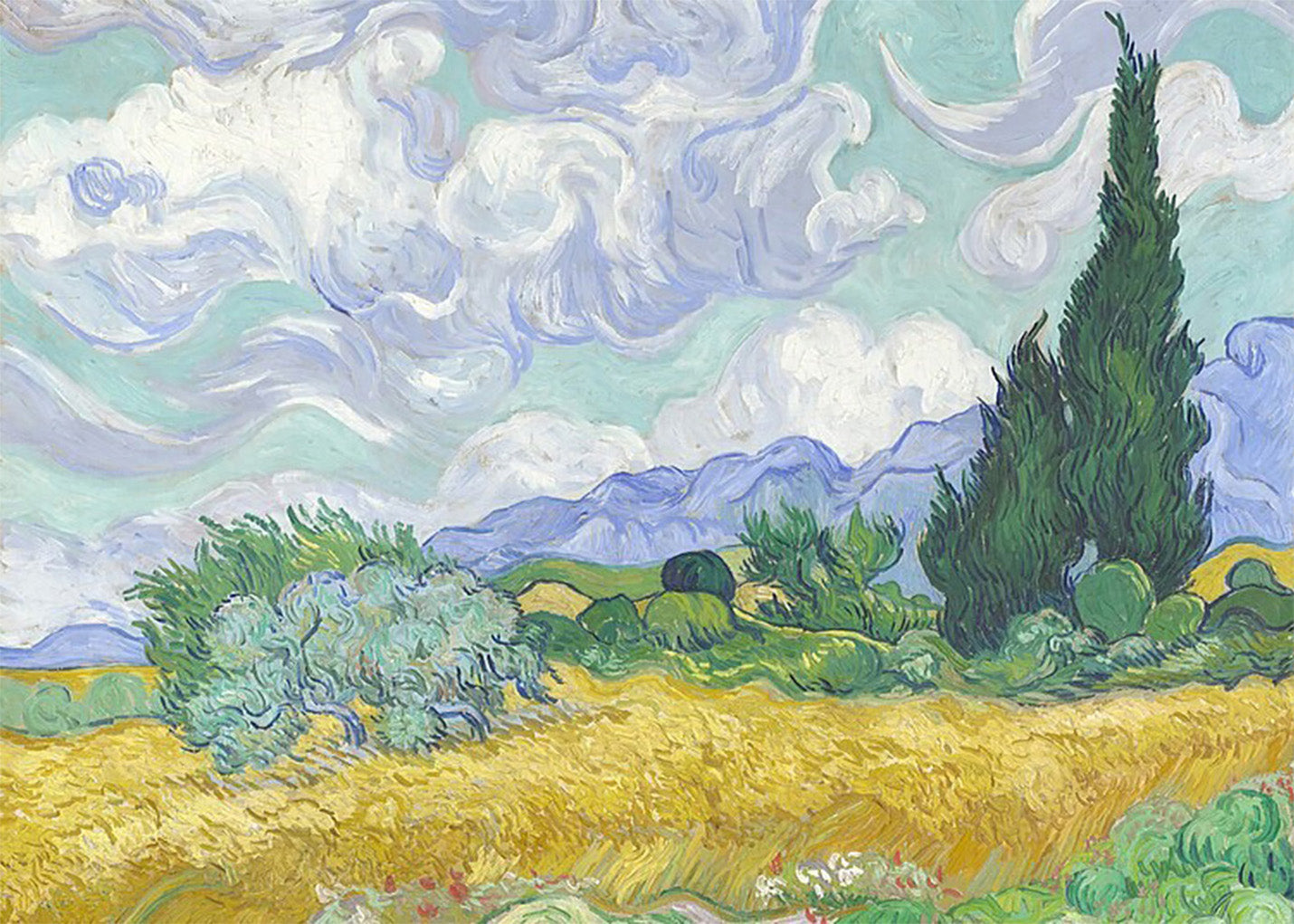 Cuadro Campo de trigo con ciprés (Van Gogh)