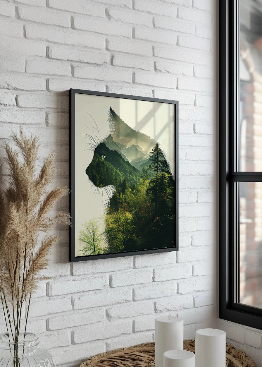 Cuadro Cat collage - Green forest