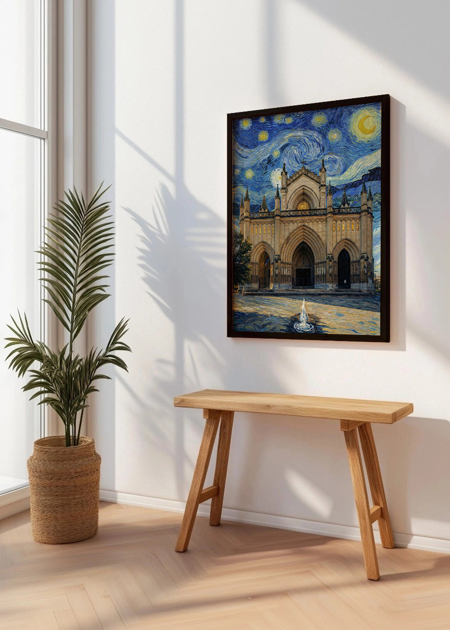 Cuadro Catedral de María Inmaculada de Vitoria - Noche Estrellada