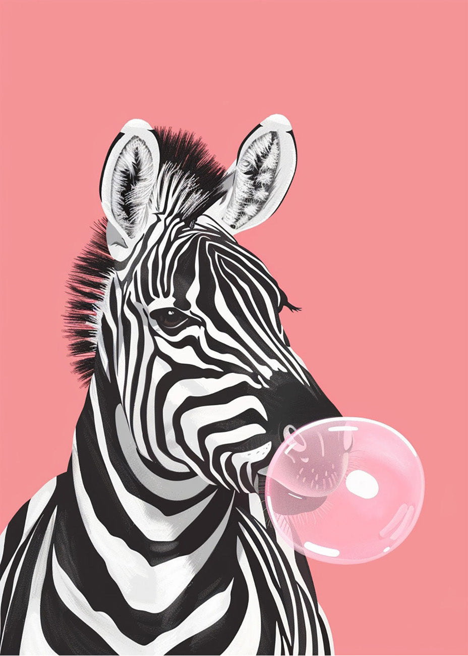 Cuadro Cebra mascando chicle pop