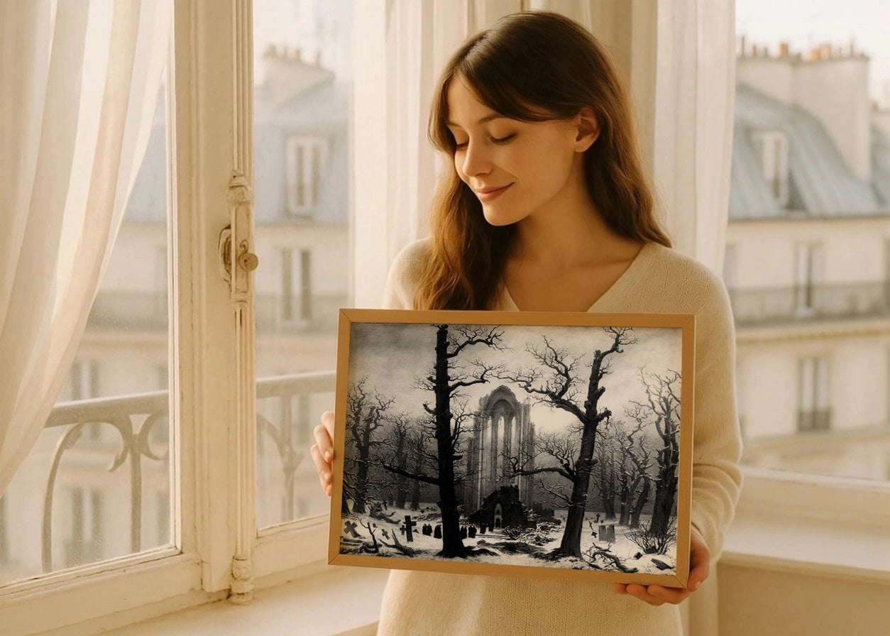 Cuadro Cementerio del monasterio en la nieve (Friedrich)