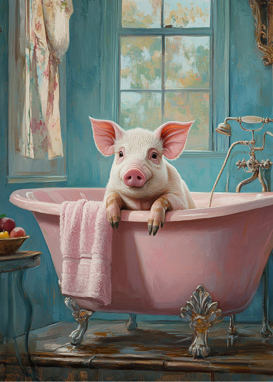 Cuadro Cercito rosa dándose un baño