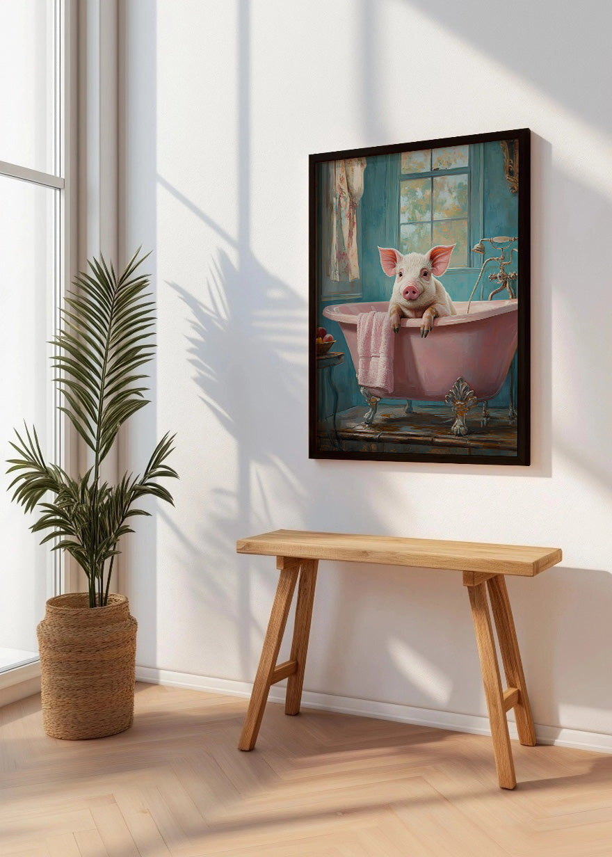 Cuadro Cercito rosa dándose un baño