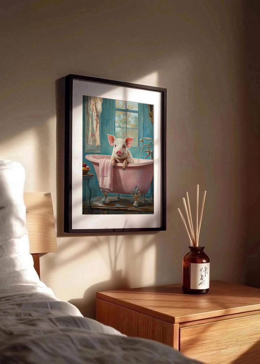 Cuadro Cercito rosa dándose un baño