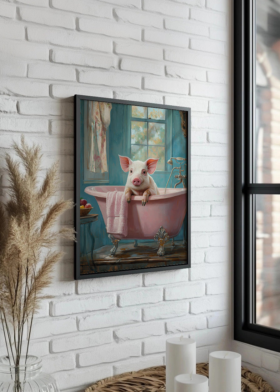Cuadro Cercito rosa dándose un baño