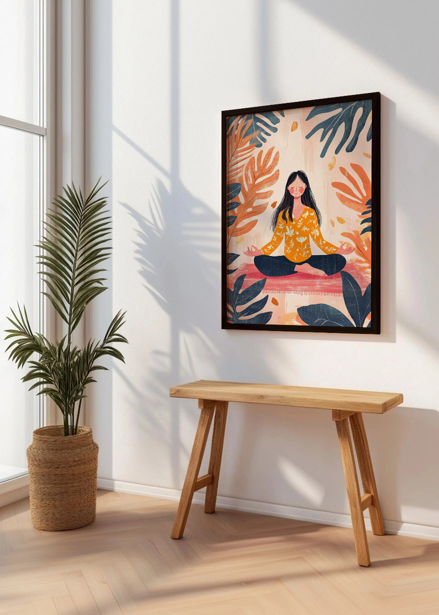 Cuadro Chica meditando ilustración moderna