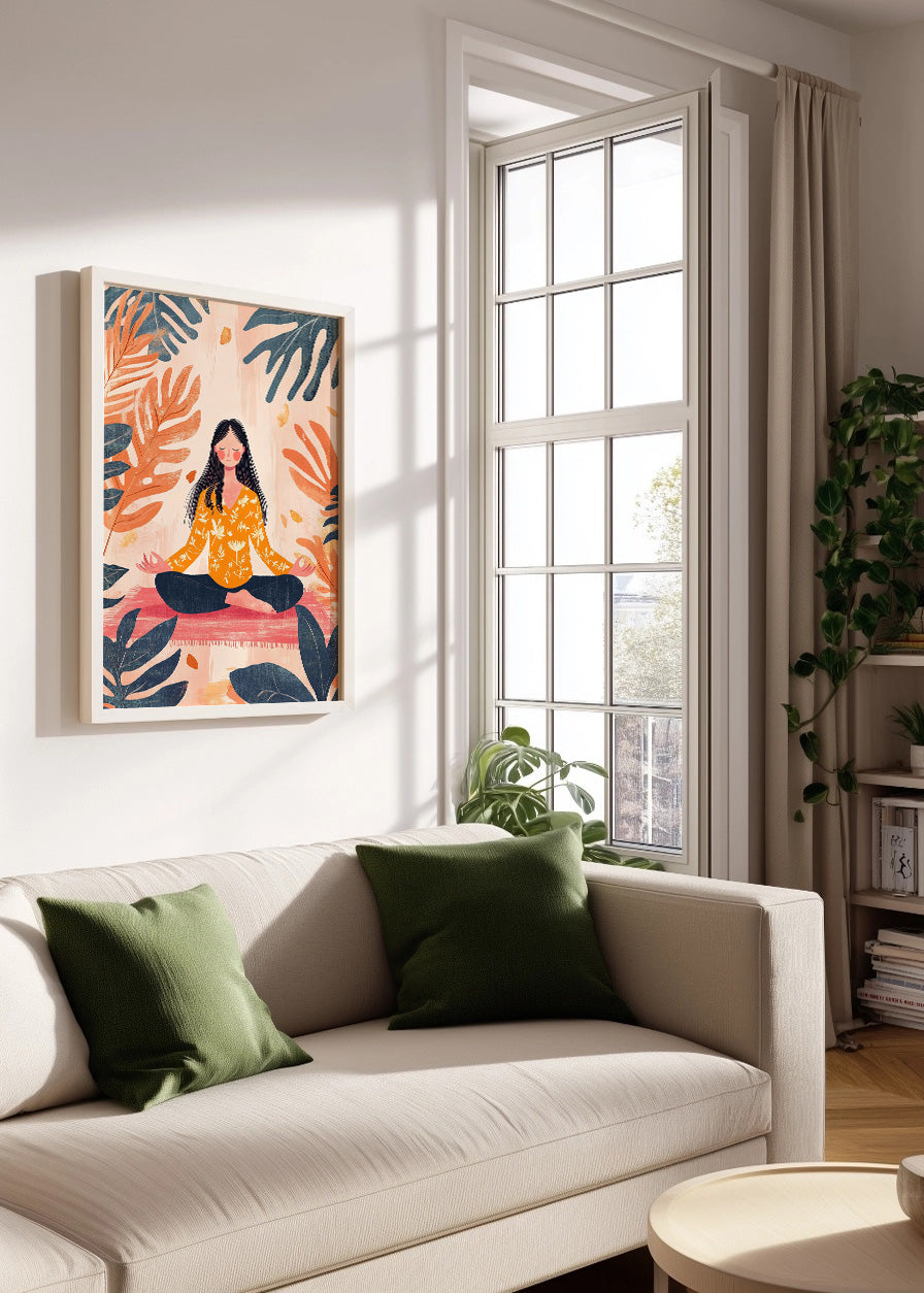 Cuadro Chica meditando ilustración moderna