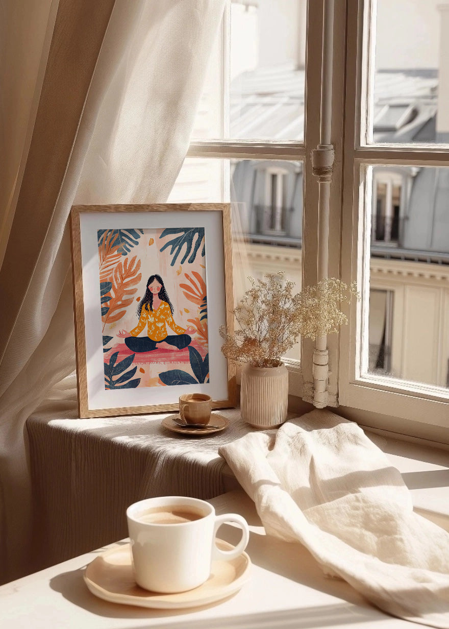 Cuadro Chica meditando ilustración moderna