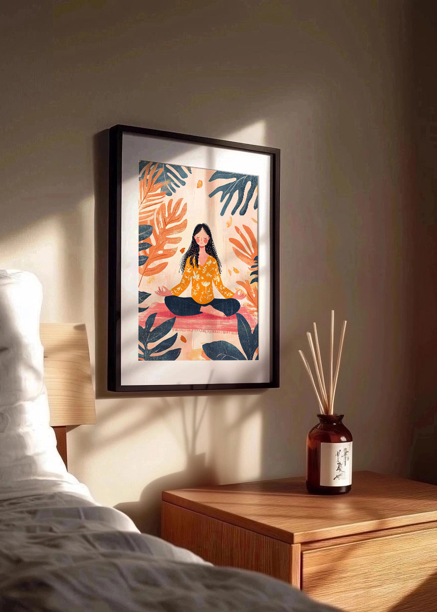 Cuadro Chica meditando ilustración moderna