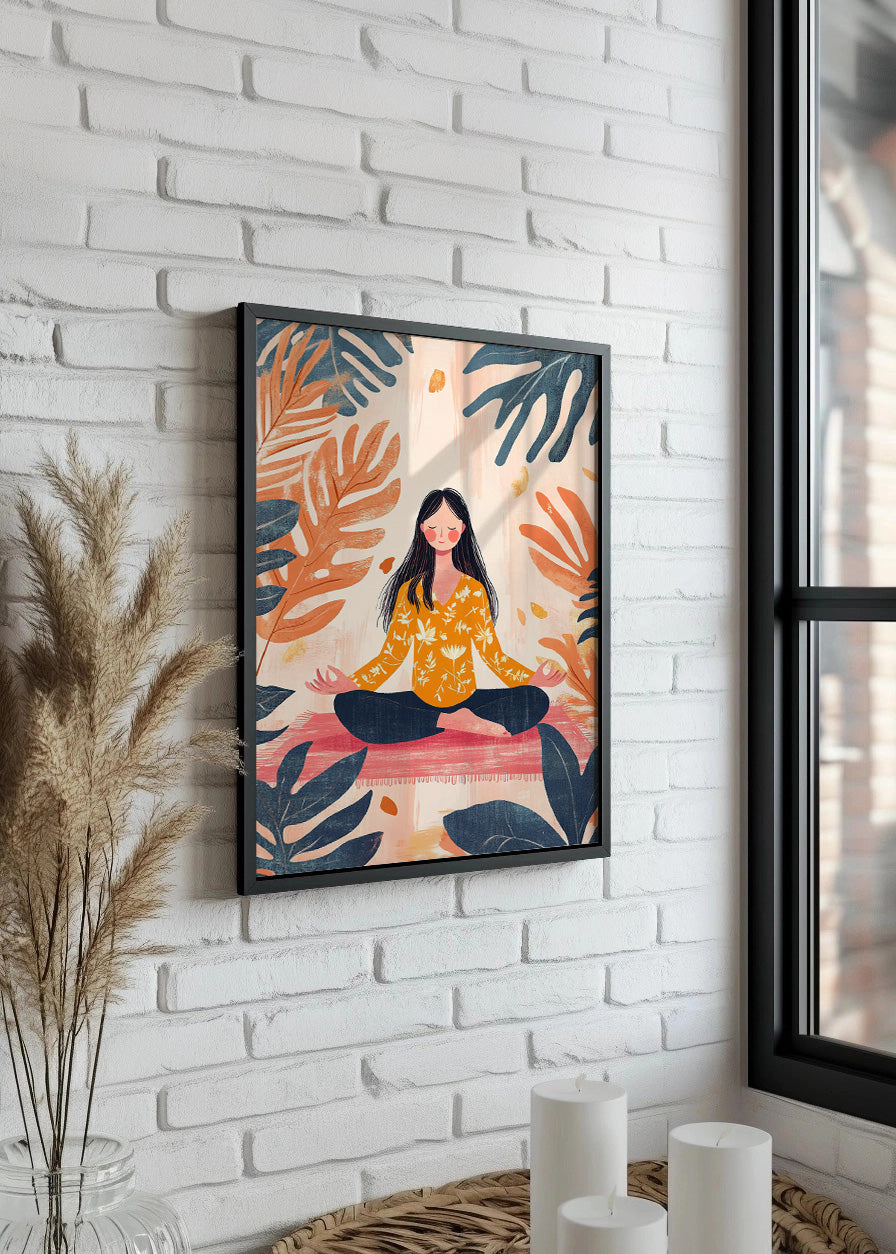 Cuadro Chica meditando ilustración moderna