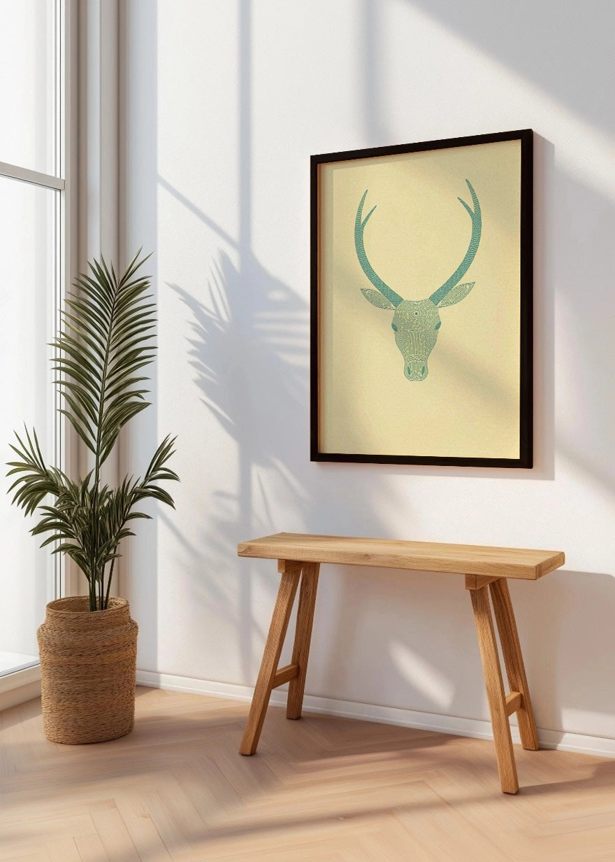 Cuadro Ciervo beige verde