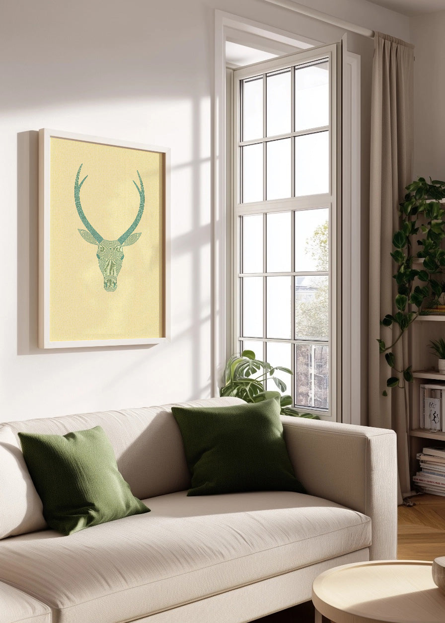 Cuadro Ciervo beige verde