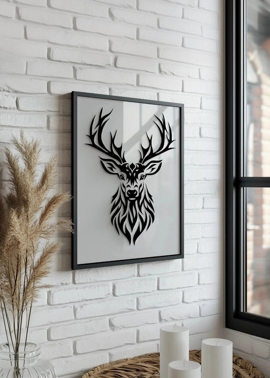 Cuadro Ciervo dibujo tribal