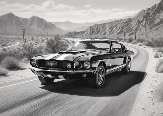 Cuadro Coche retro B&W