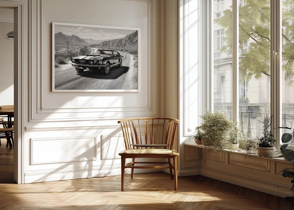 Cuadro Coche retro B&W