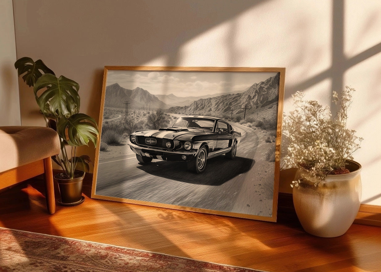 Cuadro Coche retro B&W