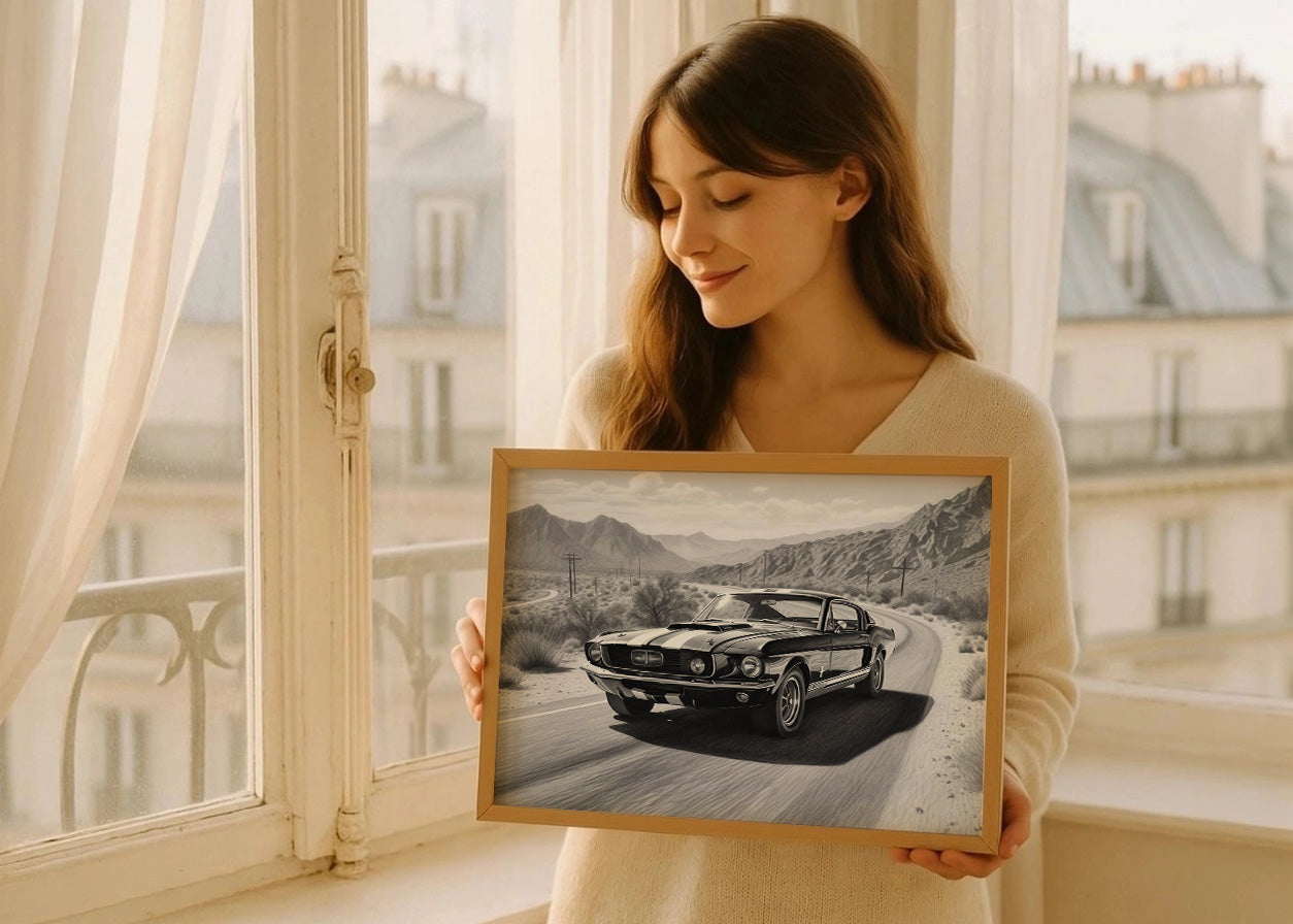 Cuadro Coche retro B&W