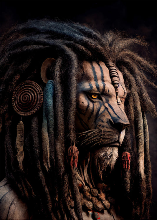 Cuadro León con rastas tribal