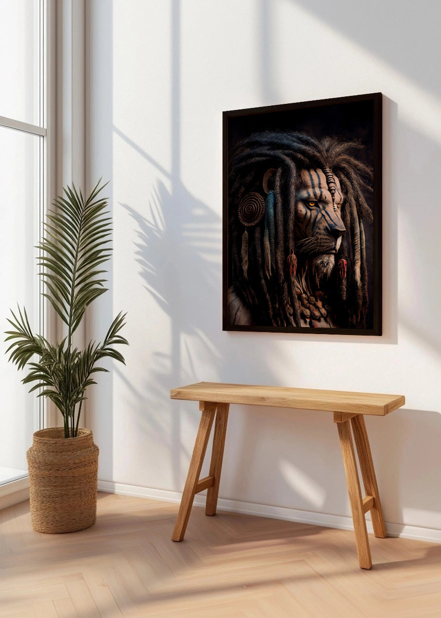 Cuadro León con rastas tribal