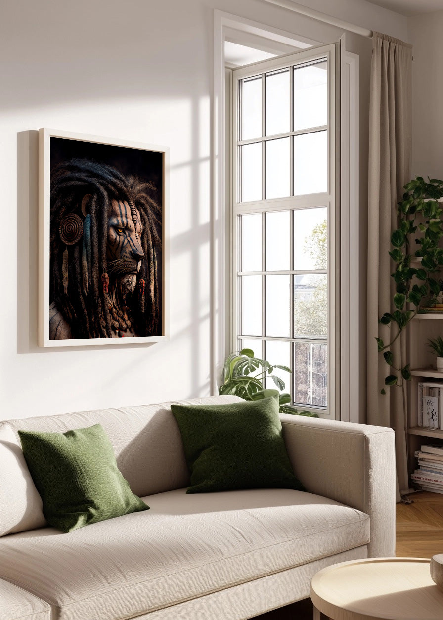 Cuadro León con rastas tribal