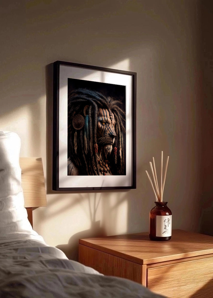 Cuadro León con rastas tribal