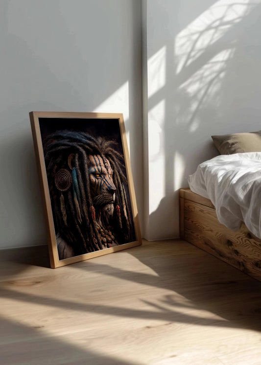 Cuadro León con rastas tribal