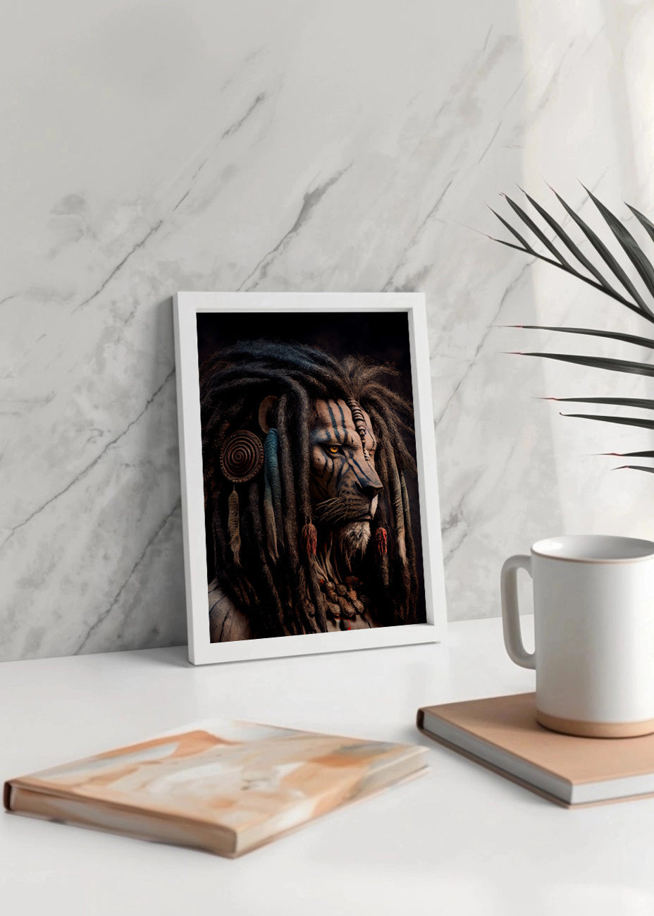 Cuadro León con rastas tribal