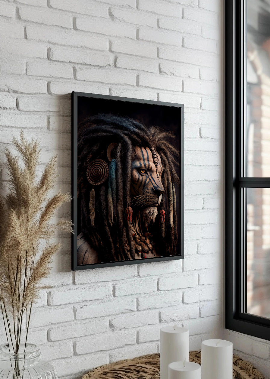 Cuadro León con rastas tribal