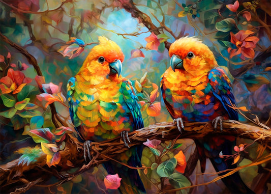 Cuadro Periquitos de colores alegres