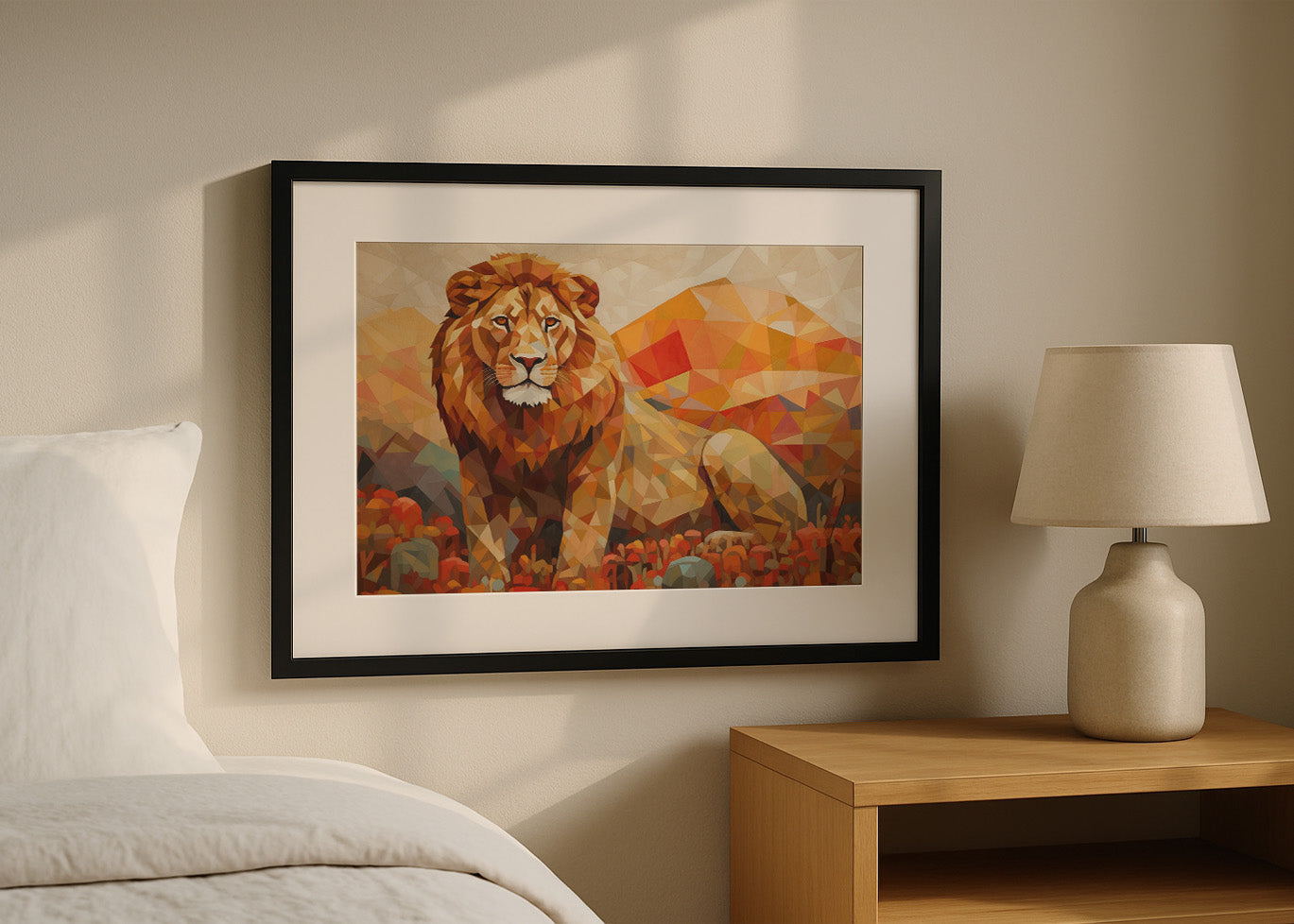 Cuadro León sentado a naranja
