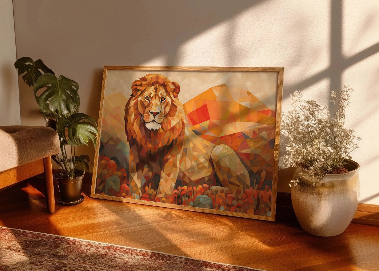 Cuadro León sentado a naranja