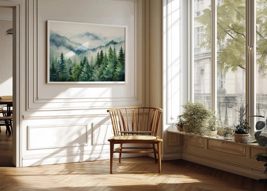 Cuadro Bosque verde de árboles altos