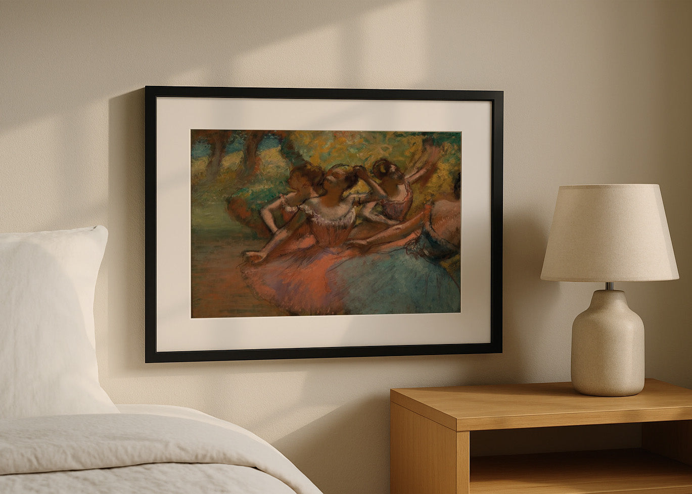 Cuadro Cuatro bailarinas en el escenario (Edgar Degas)