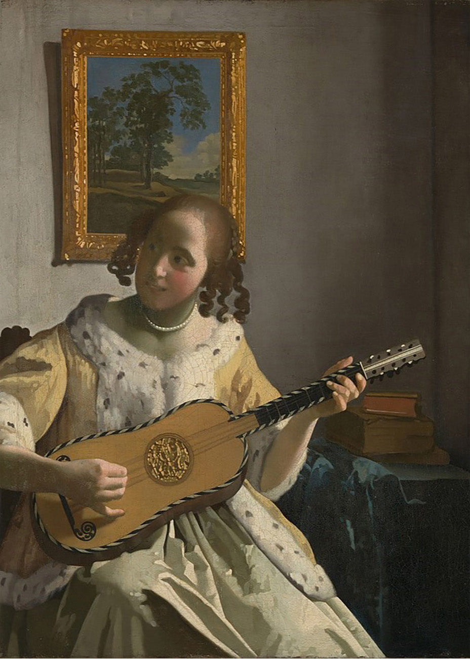 Cuadro Dama con una guitarra (Johannes Vermeer)