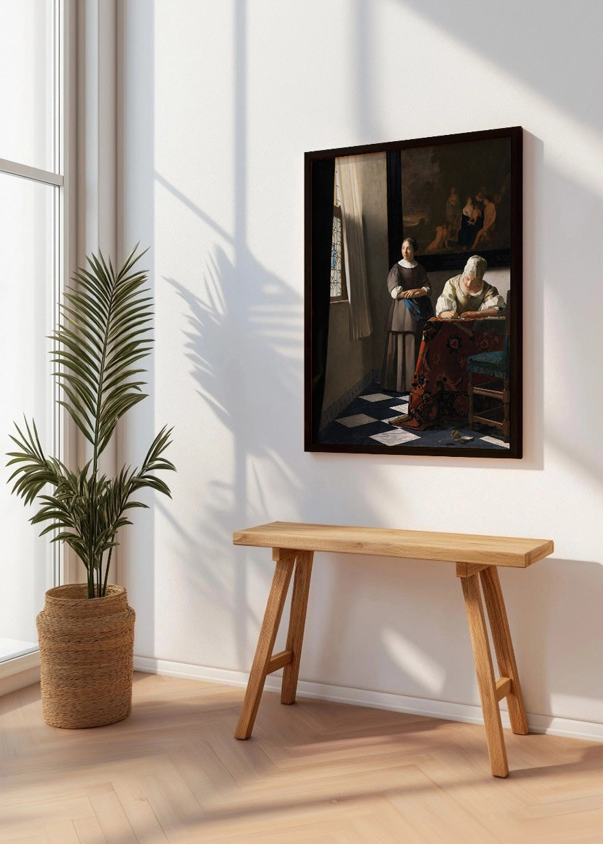 Cuadro Dama escribiendo una carta con su doncella (Johannes Vermeer)
