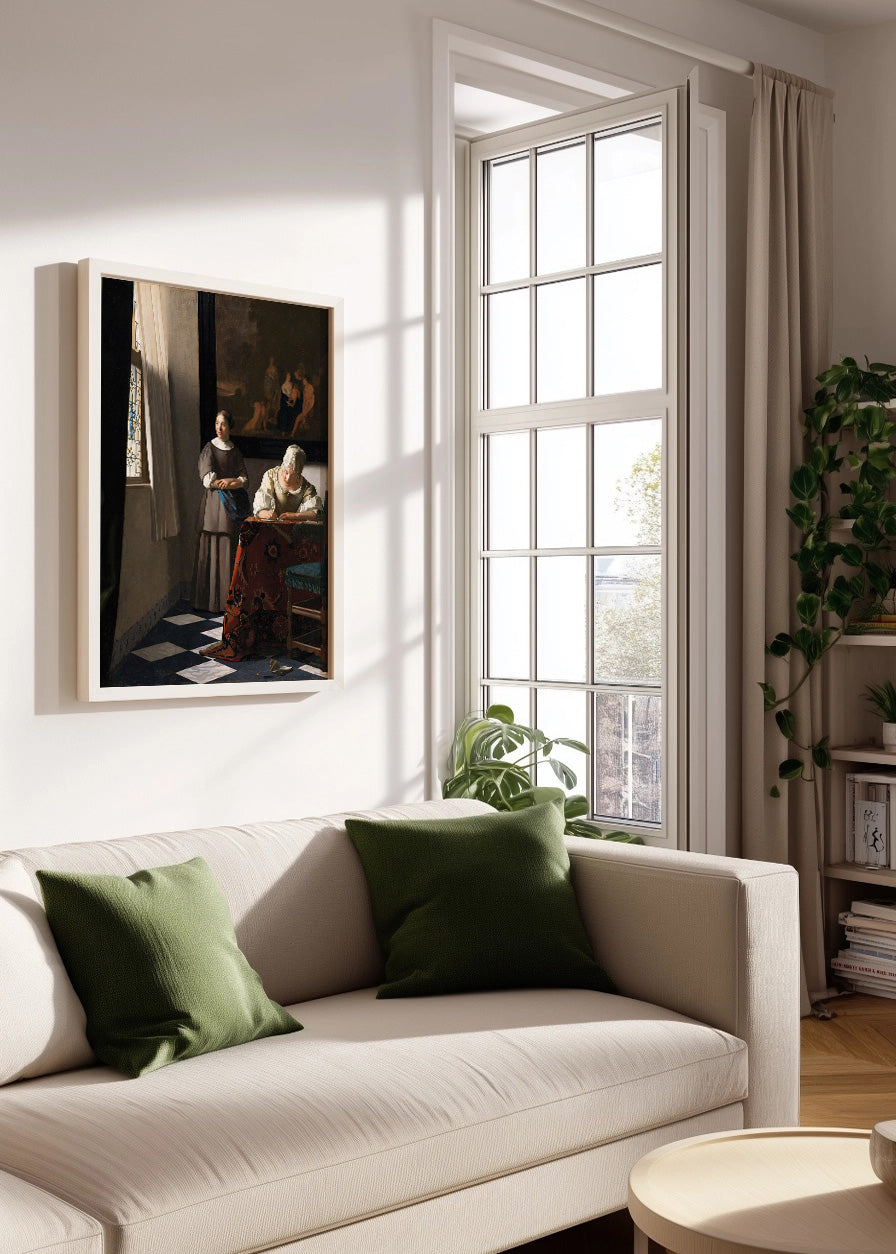 Cuadro Dama escribiendo una carta con su doncella (Johannes Vermeer)