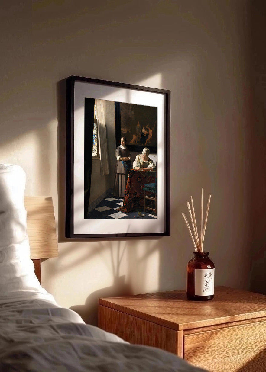 Cuadro Dama escribiendo una carta con su doncella (Johannes Vermeer)