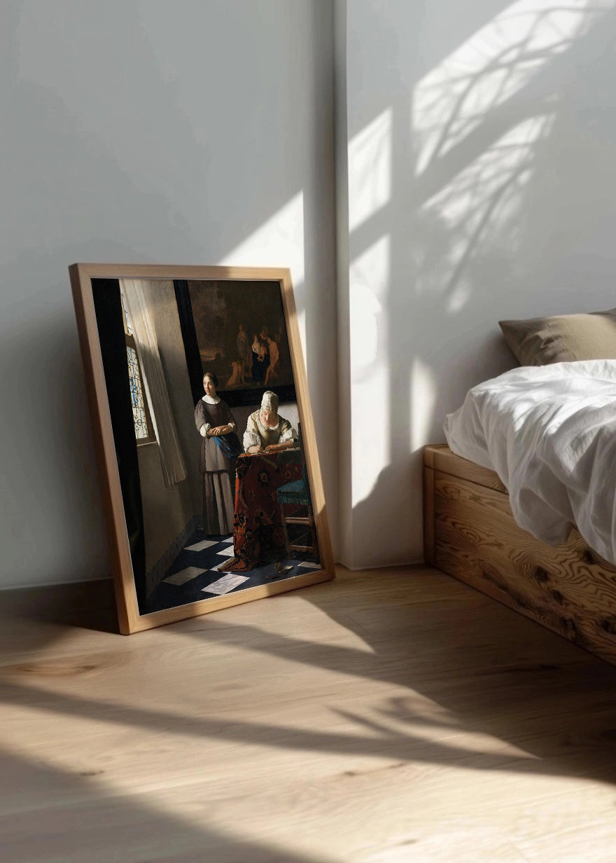 Cuadro Dama escribiendo una carta con su doncella (Johannes Vermeer)